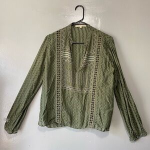 Burning Torch Sage Embroidered Blouse